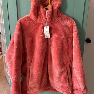 NWT Windproof Fluffy Yarn Fleece Full-Zip Hoodie